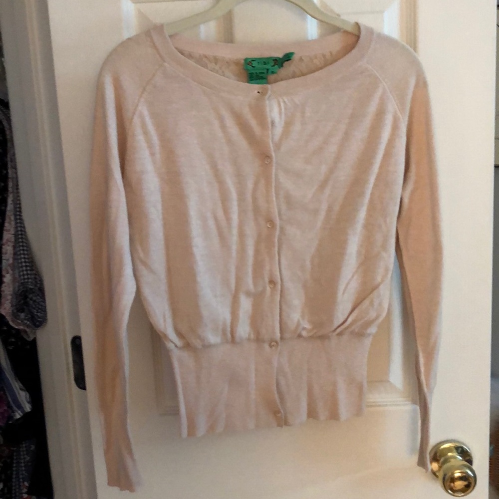 Tibi Silk Blend Pale Pink Cardigan
